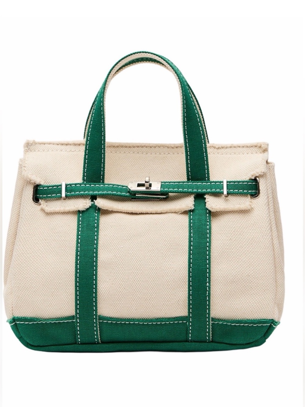 NWT: Sunwin *VIRAL* Mini Boatkin Canvas Tote- Green Trim